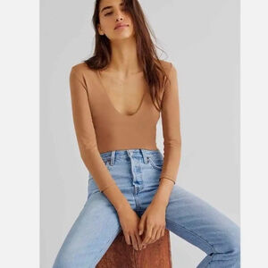 Free People Intimately Bodysuit Brown Cafe Au Lait M